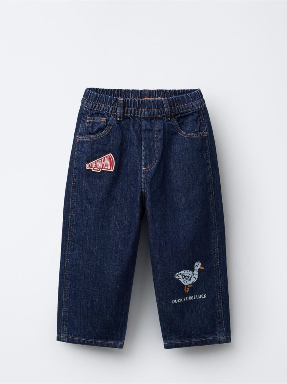 ZARA boys patched baggy denim jeans elastic waistband size 18M